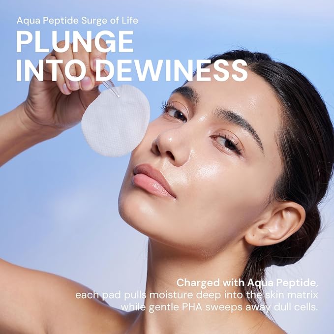 Kurved Skin Aging Curve Aqua Peptide Toner Pad, 60 Sheets (6.17 fl oz) | PHA & Niacinamide Gentle Exfoliation | Hydrating Korean Toner Pads | Cooling, Sensitive Skin-Friendly, Lyocell Dual-Sided