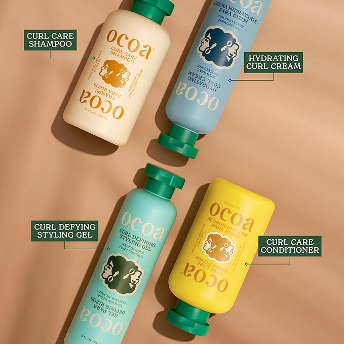 OCOA Beauty Curl Defining Styling Gel with Flaxseed, Mango Butter & Hibiscus – Medium Hold for Curly & Wavy Hair – Frizz Control, Deep Hydration & Soft Defined Curls with Zero Flaking or Crunch – 8oz