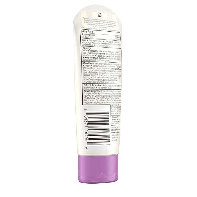 Aveeno Baby Continuous Protection Zinc Oxide Mineral Sunscreen Lotion for Sensitive Skin, Broad Spectrum SPF 50, Tear-Free, Sweat- & Water-Resistant, Paraben-Free, Travel-Size, 3 fl. oz