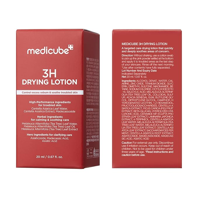 medicube 3H Overnight Drying Lotion | Targeted Spot Care for Troubled & Oily-Prone Skin | Calming & Soothing Care with Calamine, Centella & Tea Tree | Korean Skincare 20ml, 0.67 fl. oz.