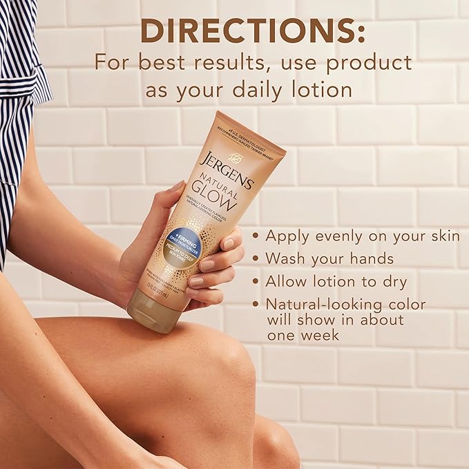 Jergens Natural Gradual Glow Bundle Pack: Daily Moisturizer +Firming 7.5fl oz and SPF20 Face Moisturizer 2fl oz, Medium to Tan