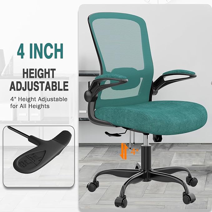 Mimoglad Office Chair, Ergonomic Desk Chair with Adjustable Lumbar Support, High Back Mesh Computer Chair with Flip-up Armrests- Task Chairs, Executive Chair for Home Office