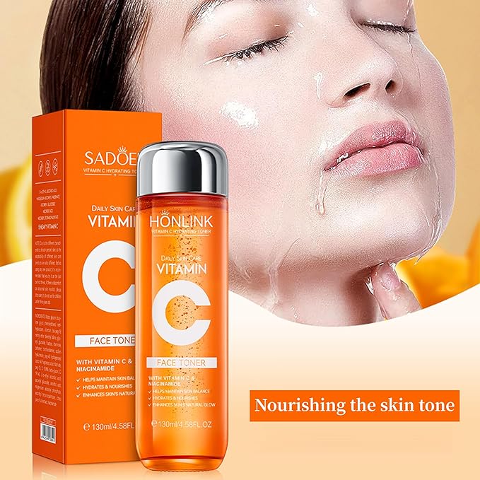 Vitamin C Facial Toner 130ml, 5X Vitamin C with Niacinamide & Hyaluronic Acid, Daily Hydrating Toner to Improve Skin Texture, Balance pH and Enhance Glow