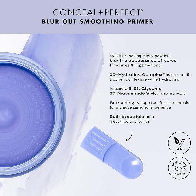 Milani Conceal + Perfect Blur Out Smoothing Primer - Blurring Face Base for All Skin Tones - Pore Minimizing & Soft Focus Finish - 2 x 0.74 oz