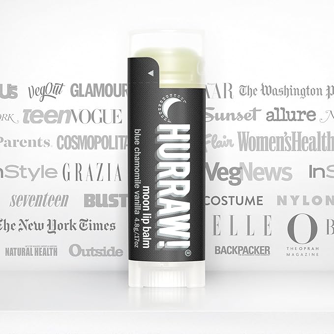 Hurraw! Moon Night Treatment (Blue Chamomile, Vanilla) Lip Balm: Organic, Certified Vegan, Cruelty and Gluten Free. Non-GMO, 100% Natural. Bee, Shea, Soy and Palm Free. Made in USA