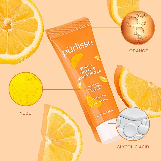 pūrlisse Yuzu + Orange Hydrating Face Moisturizer - Vitamin C Face Cream for Radiance & Improved Texture - Boosts Natural Collagen Production & Helps Firm Skin for a Youthful Complexion (1.7 Fl oz)