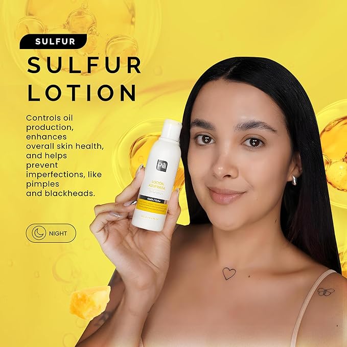 Pili Sulfur Lotion – Helps Control Oily Skin & Reduce Shine – Lightweight Face & Body Skincare – Fast-Absorbing & Non-Greasy Formula – 4.2 fl. oz.