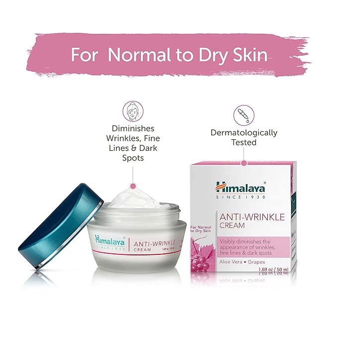 Himalaya Anti-Wrinkle Cream for Reducing Wrinkles, Fine Lines and Dark Spots, Moisturizes & Repairs, 1.69 oz (Pack of 2)