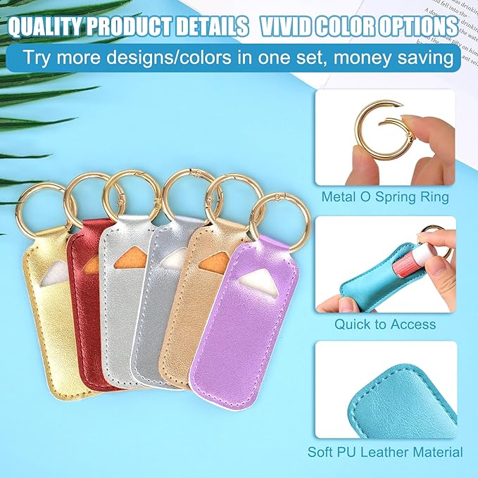 WK IEASON Lip Balm Holder for Chapstick Lipstick Sleeve Keychain,Small Christmas Gifts Stocking Stuffers for Teen Girls Women