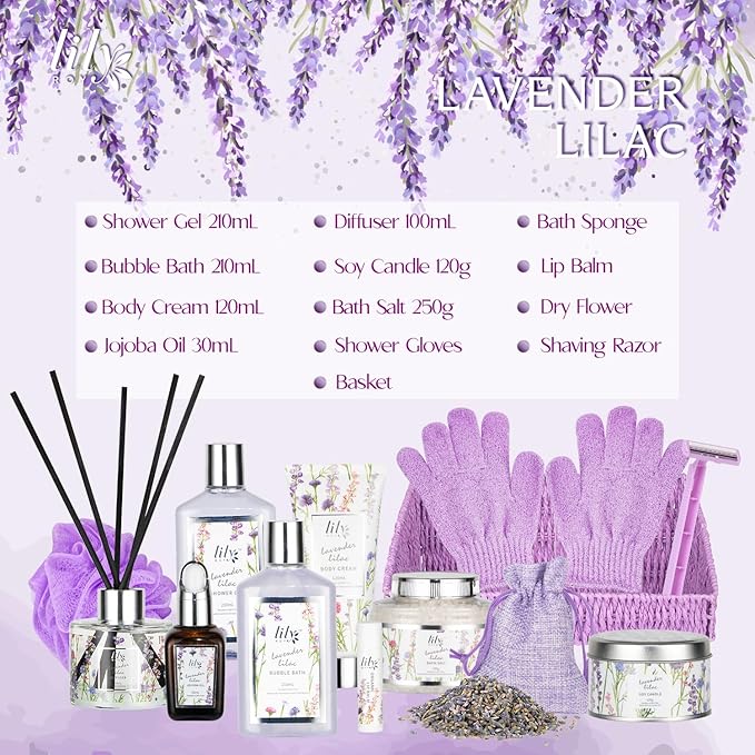 Mothers Day Gifts for Women - 15-Piece Bath and Body Gift Basket Set for Women, Spa Gift Basket, Bath Collection | Birthday, Valentines Day Gifts, Christmas Gift, Perfect Present for Her & Mom