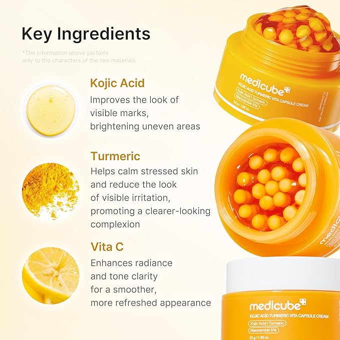 medicube Kojic Acid Capsule Brightening Duo: Kojic Acid Capsule Cream and Serum | Tone Renewal & Radiance Care Routine