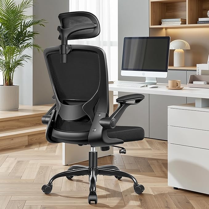 Ergonomic Office Desk Chair Comfy, High Back Mesh Office Desk Chairs with Adjustable Lumbar Support, Headrest, Flip-up Armrests, Home Computer Chair for Gaming, Work, 8 Pack