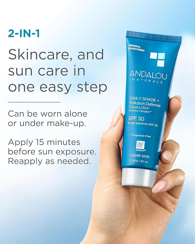 Andalou Naturals, Lotion Hydration Daily Shade Blue Light SPF 30, 2.7 Fl Oz