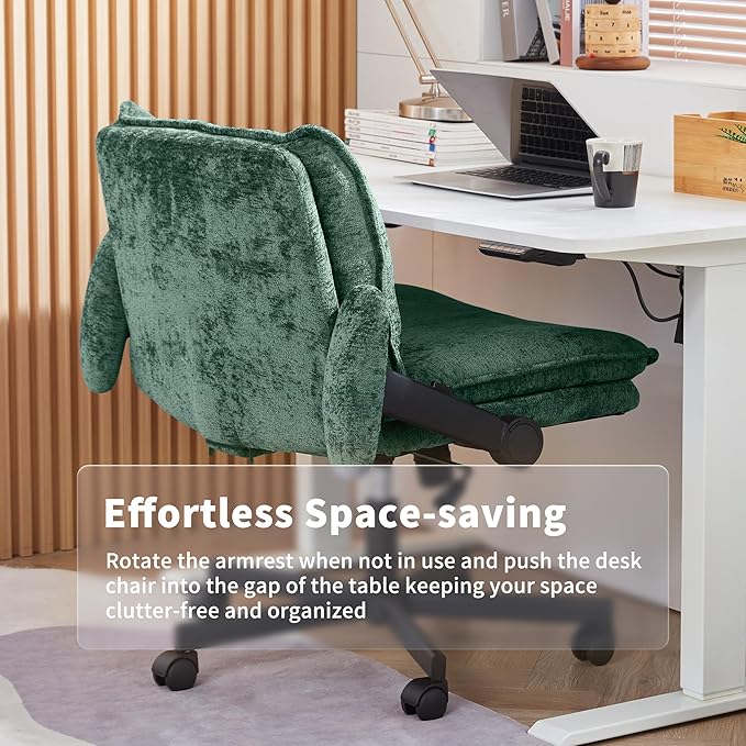 Cross Legged Office Chair, Height Adjustable Swivel Desk Chair with Flip-Up Arms, Padded Criss Cross Chair for Home Office & Bedroom