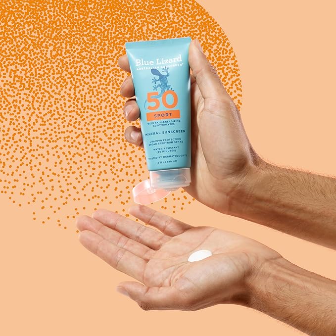 Blue Lizard Sport Mineral SPF 50 Lotion, Ideal for Athletes, 100% Mineral Sunscreen Actives, Fragrance-Free, Paraben-Free, Vegan, 3.0 fl oz