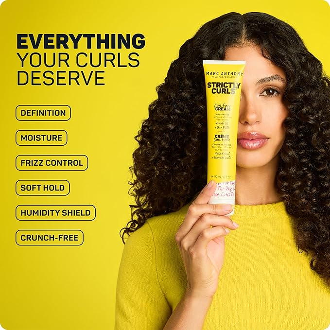 Marc Anthony Curl Defining Styling Cream for Curly Hair, Strictly Curls - Moisturizing Hair Defining Cream Softens & Detangles Coarse, Frizzy Curls with Shea Butter - Styling Product Reduces Frizz