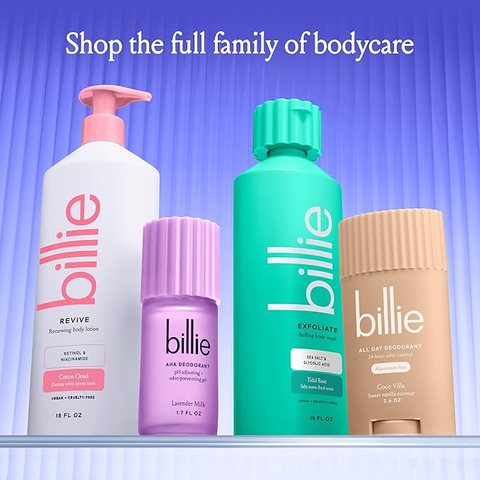 Billie Exfoliating Womens Body Wash, 18 fl oz, Sea Salt & Floral Scent, Vegan, Cruelty Free