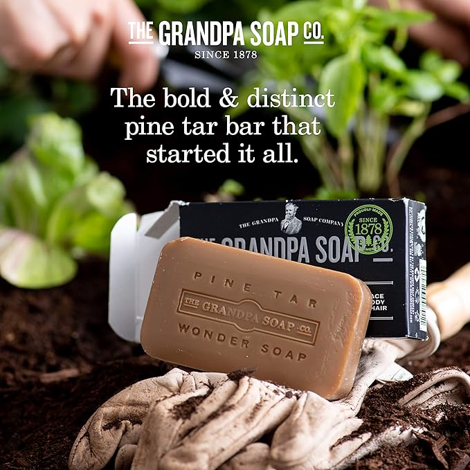 Pine Tar Bar Soap by The Grandpa Soap Company | The Original Wonder Soap | 3-in-1 Cleanser, Deodorizer & Moisturizer | 4.25 Oz. Each 3 Pack