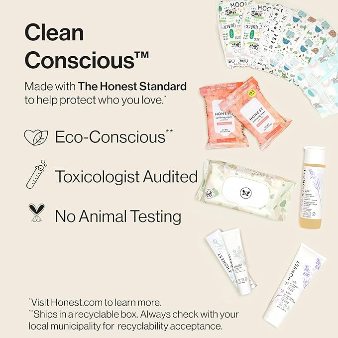 The Honest Company Baby Arrival Gift Set Newborn Essentials Welcome Box, Diapers Wipes Personal Care Diaper Rash Cream