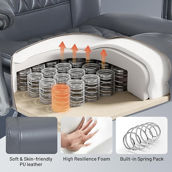 Massage Office Chair with Heating Function & Footrest, 6-Point Vibration, Ergonomic Executive Reclining Desk Chair with Padded Seat for Relaxation, Comfort & Stress Relief