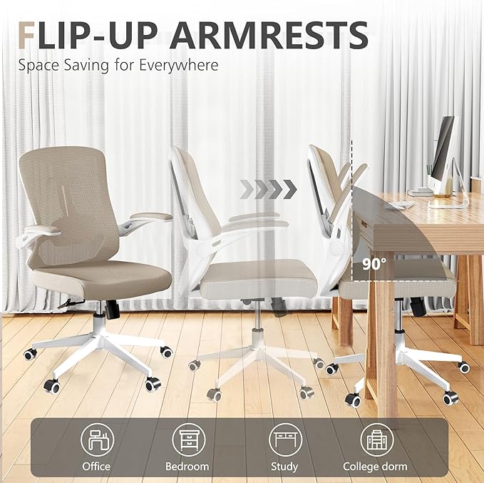 Office Chair Desk Chair, Ergonomic Mesh Computer Chair with 90-130° Recline & 360° Smooth-Rolling Casters, Adjustable Lumbar Support Task Chair for Home Office, Comfortable for Women, Teens