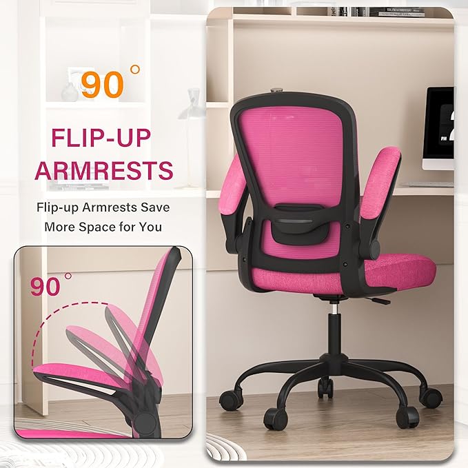 Mimoglad Home Office Desk Chair (Modern, Rose-Carmine)