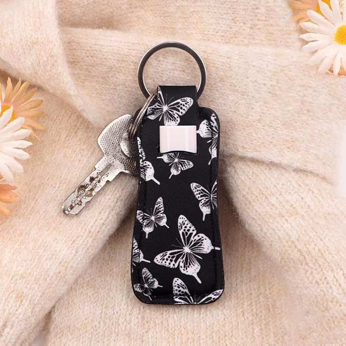 DMLSKY Lip Balm Holder Keychain, Sleeve Pouch for Mini Lipstick, Cute Portable Key Chain Accessories for Lip Gloss