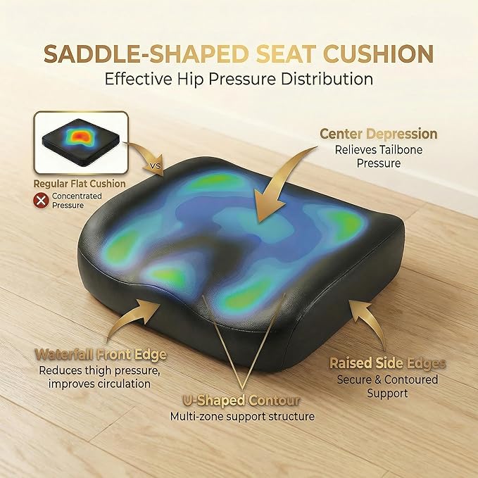 Big and Tall Office Chair 500lbs - 22.4" Extra Wide Seat Ergonomic Executive Chair, Heavy Duty High Back Leather Office Chair with Footrest, Lumbar Support & Adjustable Arm (All Black)