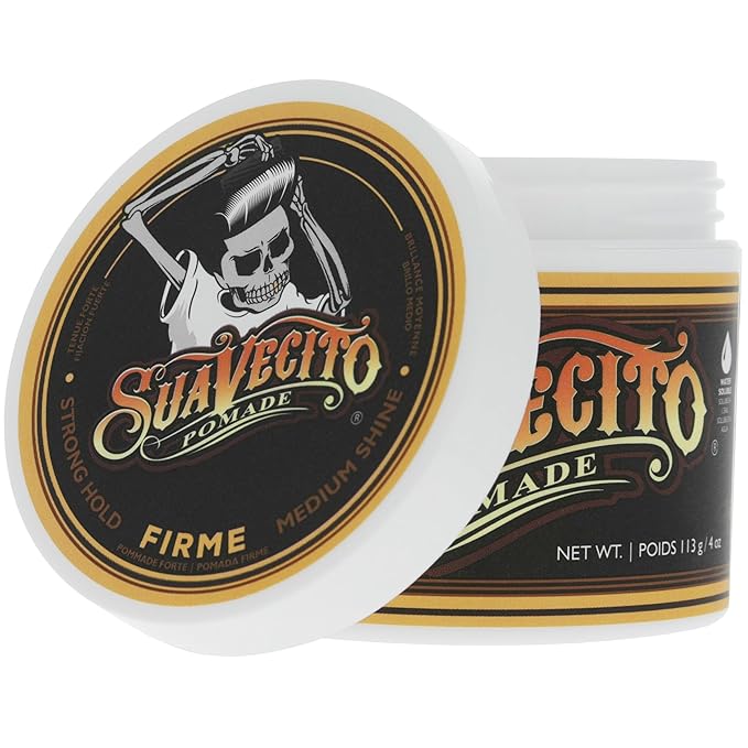 Suavecito Pomade Firme (Strong) Hold 4 oz, 2 Pack - Strong Hold Hair Pomade For Men - Medium Shine Water Based Wax Like Flake Free Hair Gel - Easy To Wash Out - All Day Hold For All Hair Styles