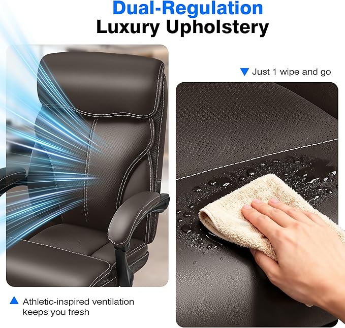 AreShark Office Chair - Ergonomic Comfortable High Back Computer Desk Chair with Foot Rest - Executive Breathable Swivel Rolling Reclining Leather Chair with Lumbar Support for Home Gaming Relaxing