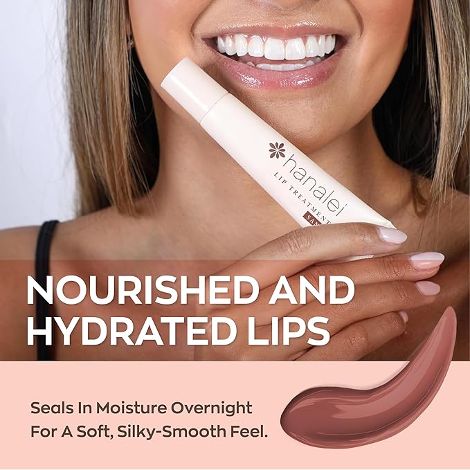 Hanalei Lip Treatment for Dry, Chapped Lips – Intensive Overnight Moisturizer with Kukui Oil, Shea Butter & Grapeseed Oil – Hydrating Balm for Healing Cracks – Natural Nude Tint, 15g – Cruelty-Free