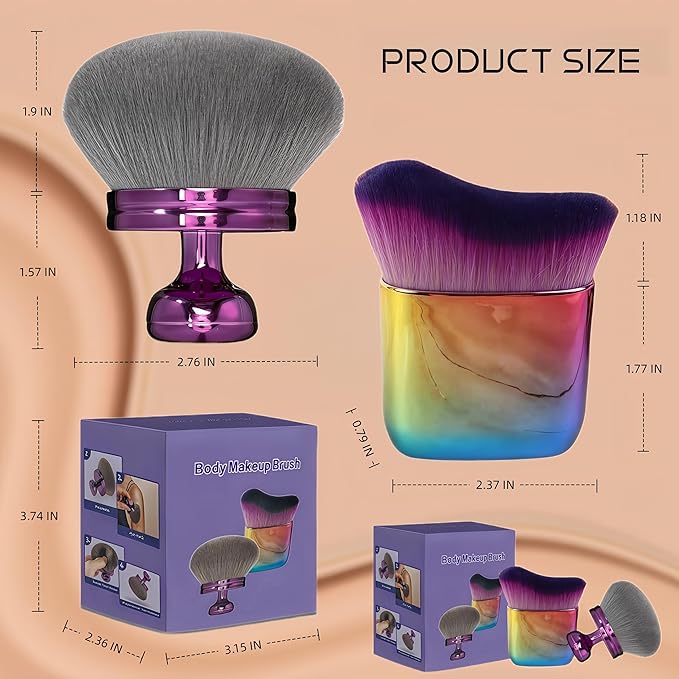 Extra Large Body Makeup Brush - Ultra Soft Self Tanner Brush - Kabuki Brush for Body Foundation & Makeup, Blending Applicator for Tanner, Applicator for Self Tanner (2 Pack)