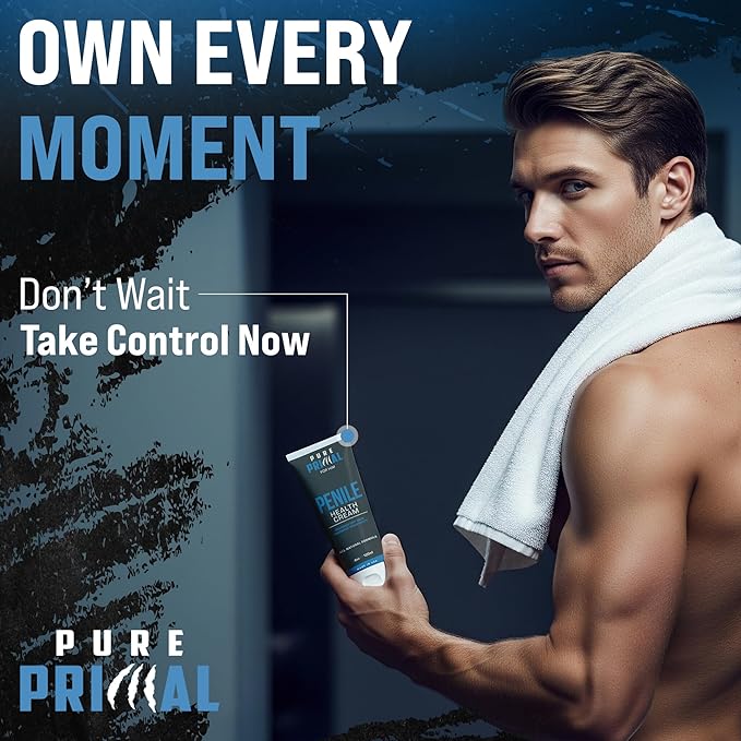Pure Primal Penile Health Cream for Men – Fast-Absorbing Daily Moisturizer for Delicate Areas – Hydration & Comfort Support for Sensitive, Dry, or Irritated Skin – Non-Greasy, Fragrance-Free Formula