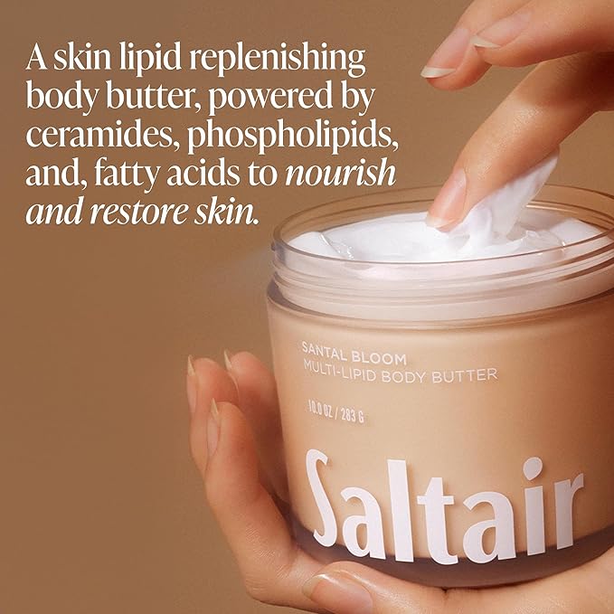 Saltair Multi-Lipid Body Butter – Hydrating 24-Hour Moisture – Body Cream for Soft Skin & Barrier Support – Ceramides, Coconut Oil & Shea Butter for Dry Skin Care – Coral Coast, 10oz