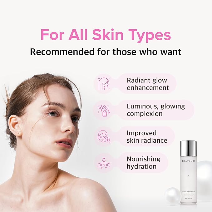 KLAVUU Hydrating Milky Toner with Pearl & Niacinamide – Facial Toner for Skin Glow, Wrinkle Care & Moisture Balance, Korean Skincare (4.76oz)
