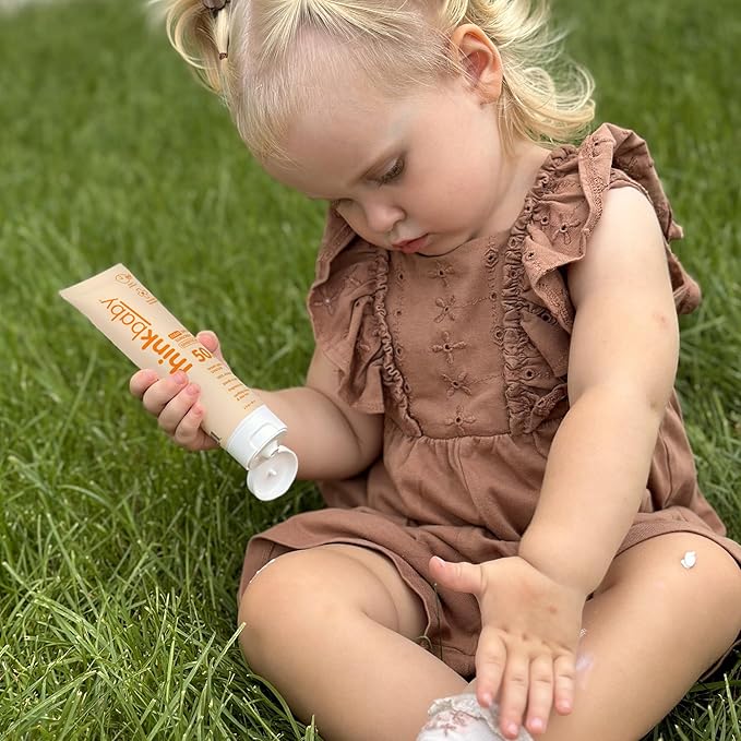 Thinkbaby Baby Sunscreen for Sensitive Skin, 3 Fl Oz, SPF 50 Clear Zinc Oxide Baby Mineral Sunscreen, Broad Spectrum UVA/UVB Protection, Natural, Water Resistant, Reef Safe, Vegan | Natural, Water Resistant, Reef Safe, Vegan