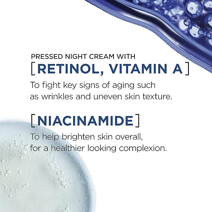 L'Oreal Paris Revitalift Pressed Night Cream,Retinol + Niacinamide,Reduces Wrinkles,Fragrance Free,1.7 oz + Serum Sample,(Pack of 2)