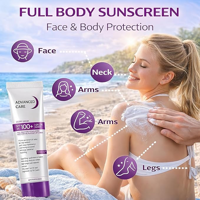 2 Pack SPF 100+ Sunscreen For Outdoor Sport - Face & Body Lotion, Broad Spectrum UVA/UVB PA+++, Water Resistant, Soothing Daily Care, 2 x 80g (160g Total)