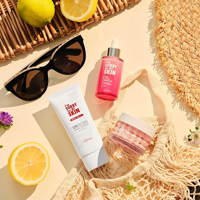 I'M SORRY FOR MY SKIN Lacto Aqua Sun Cream SPF50, Korean Skincare Moisturizing Sunscreen for Face & Body, Light Texture, Does Not Leave White Marks, Suitable for Black Girls, Travel Size 1.69 fl oz