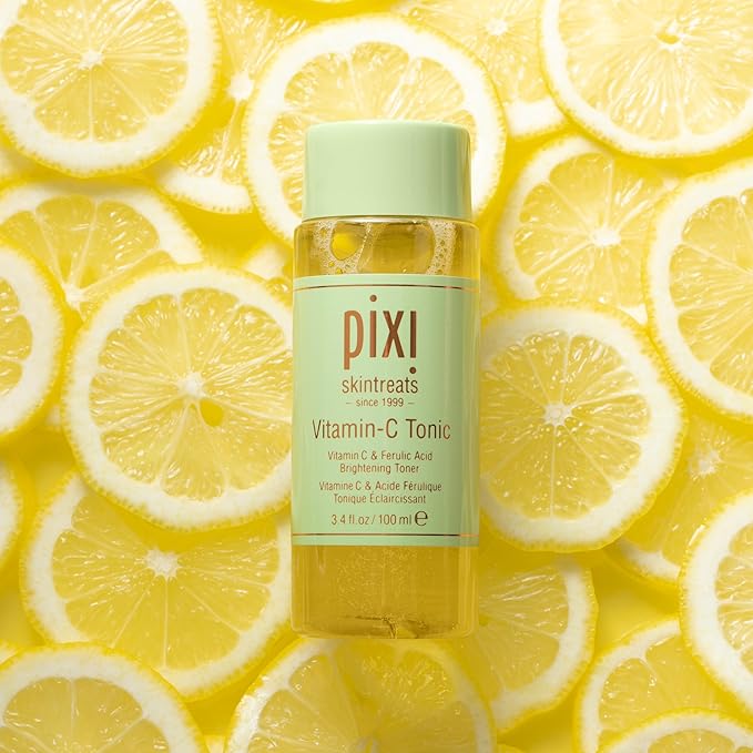 Pixi Vitamin-C Tonic,Brightening & Soothing Facial Toner, Boost Skin Luminosity, Infused with Vitamin-C & Ferulic Acid, Alcohol Free Daily Toner, 100ml / 3.4fl oz Travel Size Skin Care