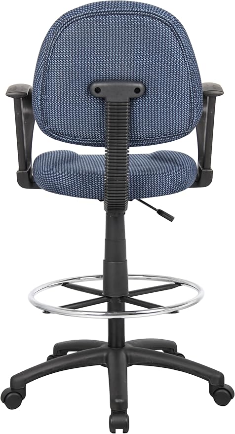 Boss Office Products B1617-BE Ergonomic Works Drafting Chair with Loop Arms in, Blue, Mid-Back
