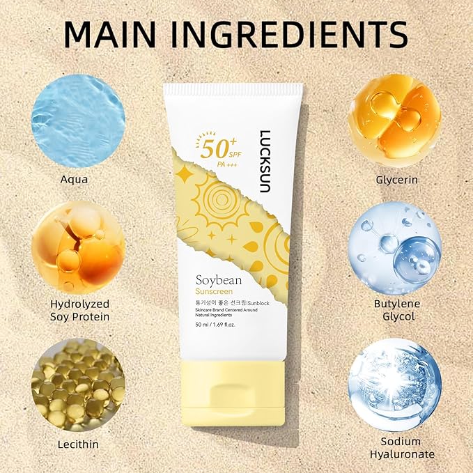 Sunscreen SPF 50+ PA+++ | Lightweight, Non-Greasy Formula | Hydrating & Soothing with Natural Soybean Extract | 50ml / 1.69 fl. oz. (1)