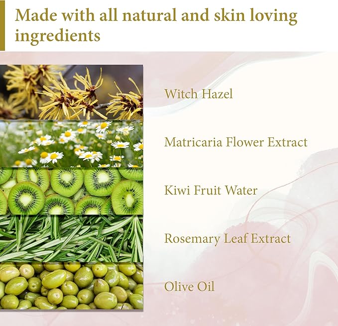 Calithea Facial Toner Scent-Free Hydrating & Balancing Face Toner with Olive Oil, Kiwi Extract, Witch Hazel & Chamomile, Alcohol-Free Pore Minimizer for Glowing Skin, All Skin Types (7.05 fl oz)