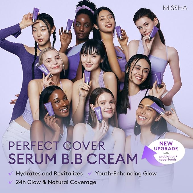 MISSHA M PERFECT COVER SERUM BB CREAM No.21 Light Beige - Light with Cool Undertone, Skin Tint, Tinted Moisturizer, Skin Care Foundation Makeup, Korean Makeup,1.18 Fl oz