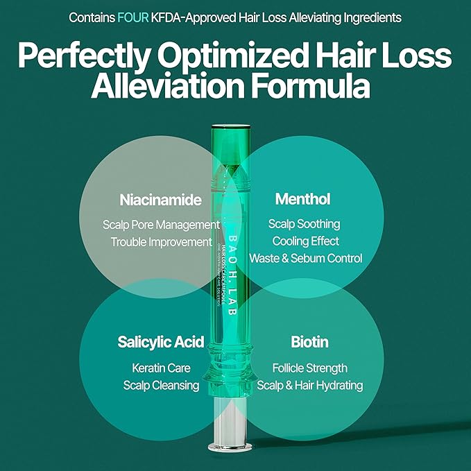 BAO_H.LAB Hair Loss Care Ampoule for Hair Thinning & Shedding, Healthier Scalp & Thicker Fuller Looking Hair in One Month Hair Care Solution, Non-oily Non-greasy 2 Ampoules in One Pack Korean Haircare