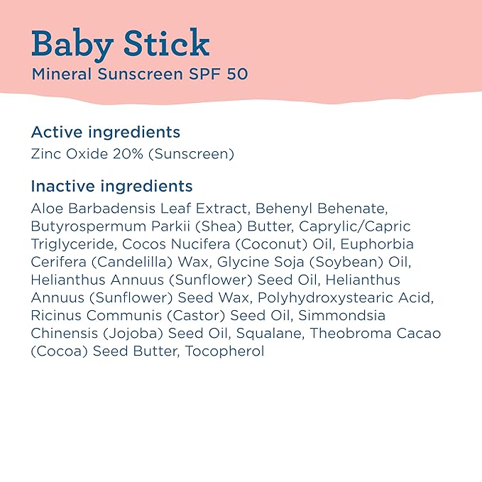 Blue Lizard BABY Mineral Sunscreen Stick with Zinc Oxide,SPF 50+,Water Resistant,UVA/UVB Protection - Easy to apply,Fragrance Free,.5 oz,(Pack of 2)