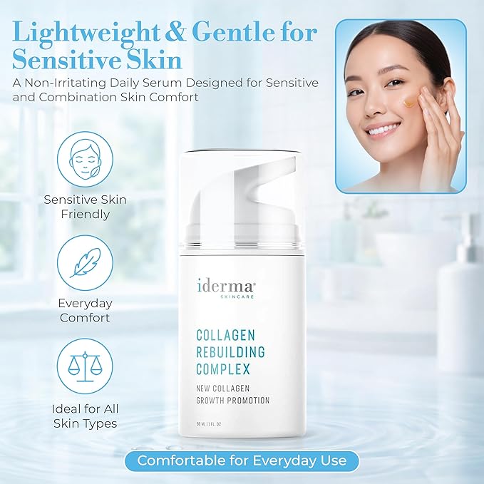 Collagen Rebuilding Complex – Deep Collagen Serum for Face Anti Aging, Skin Firming, Hydrating Night Serum with Green Tea, Panthenol, Magnesium & Ascorbyl Phosphate