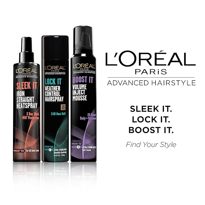 L'Oréal Paris Advanced Hairstyle Sleek It Iron Straight Heat Spray, 5.7 Ounce