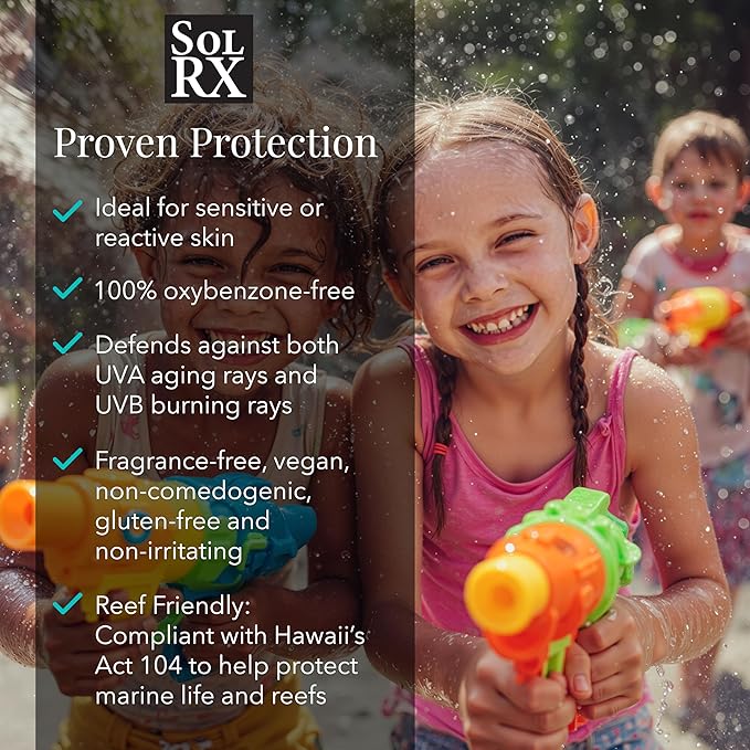 SolRX SPORT KID's SPRAY SPF 60+ Sunscreen Spray SPF60+, Reef Friendly, Broad Spectrum Sunscreen for Face and Body, Oxybenzone Free
