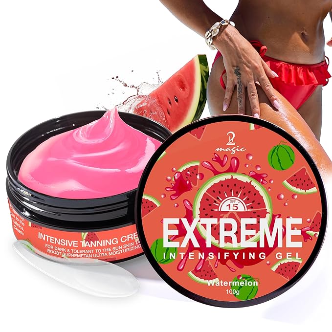 Intensive Tanning Gel,Dark Tan Accelerator Gel for Outdoor Sun & Tanning Beds（Watermelon）